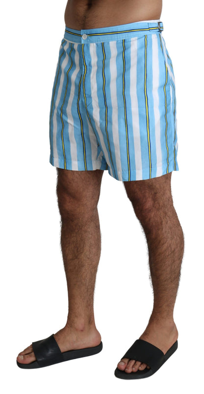 Dolce & Gabbana Blue Striped Beachwear Men Swimshorts by Dolce & Gabbana