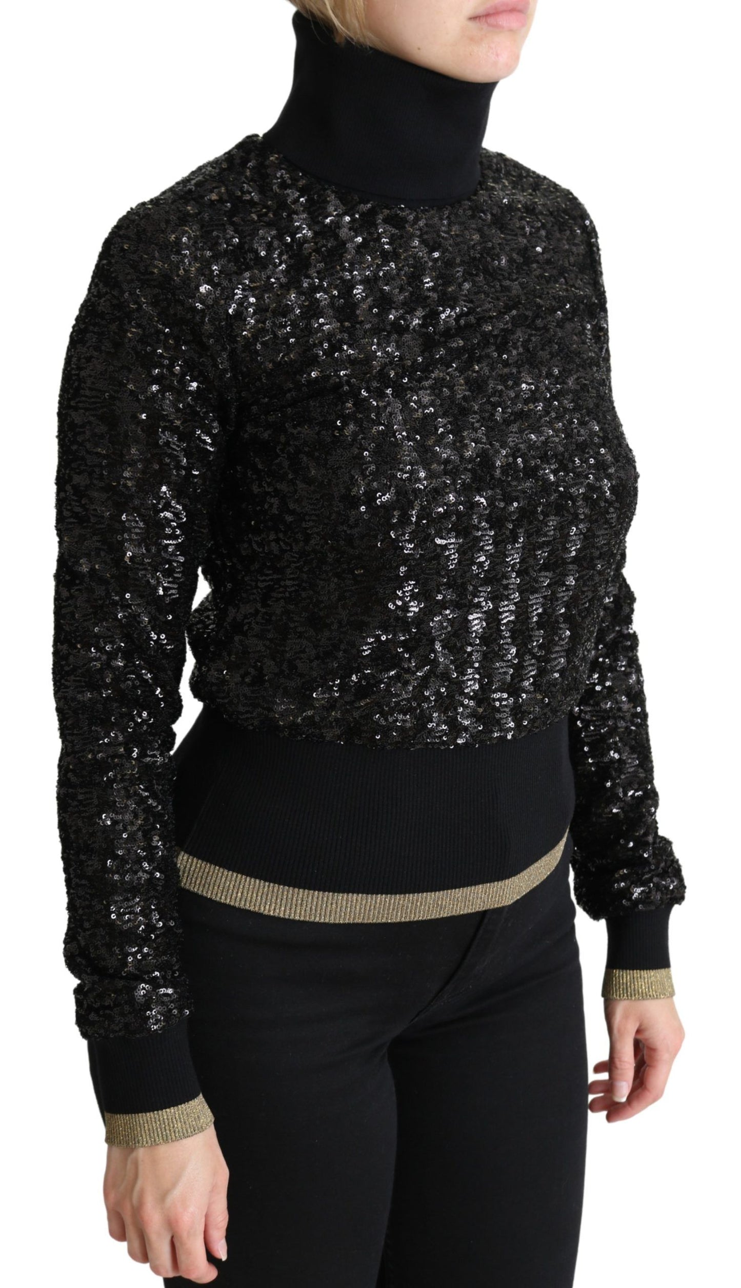 Pull col roulé élégant à paillettes Dolce &amp; Gabbana