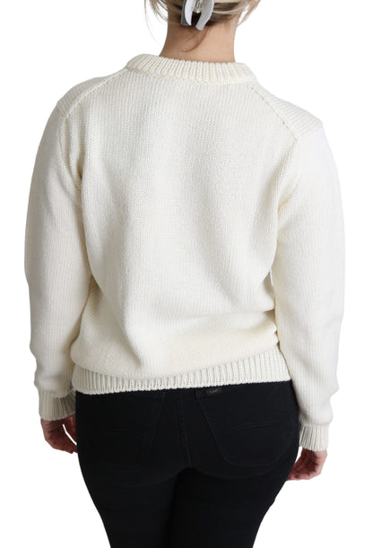 Dolce & Gabbana White Floral Wool Pullover Sunflower Sweater by Dolce & Gabbana