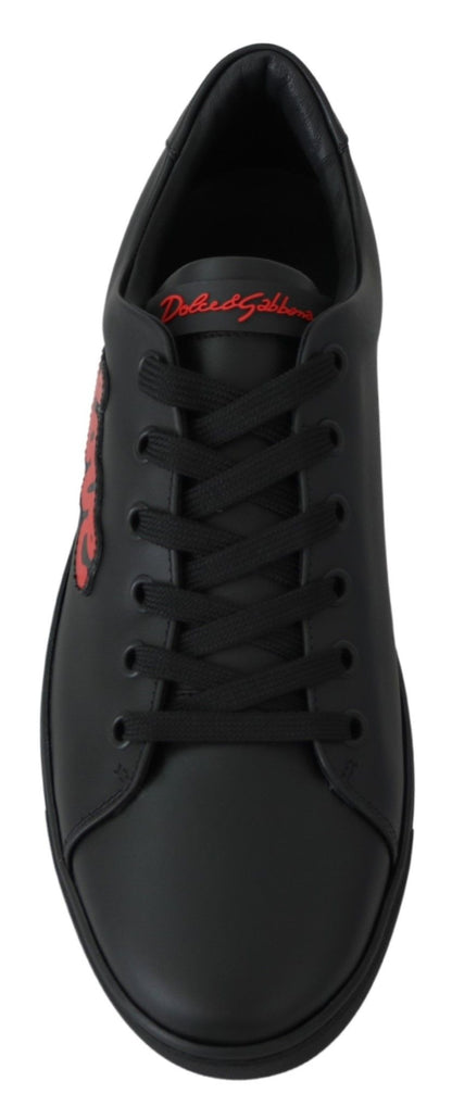 Baskets élégantes en cuir Dolce &amp; Gabbana avec accents rouges