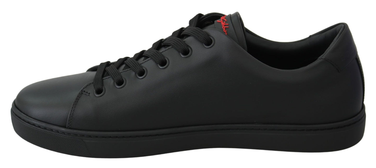 Baskets élégantes en cuir Dolce &amp; Gabbana avec accents rouges