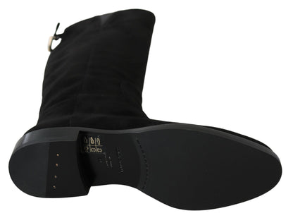 Bottes hautes en daim noir élégantes Dolce &amp; Gabbana