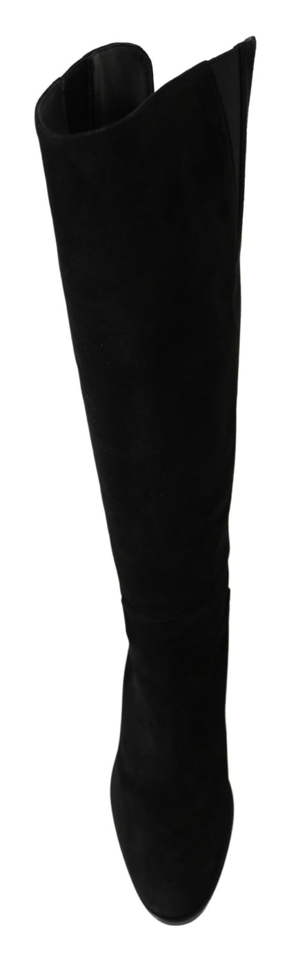 Bottes hautes en daim noir élégantes Dolce &amp; Gabbana