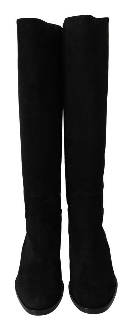 Bottes hautes en daim noir élégantes Dolce &amp; Gabbana