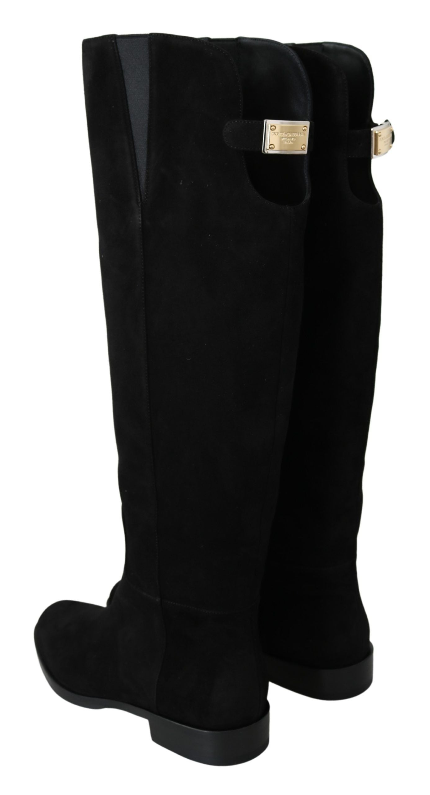 Bottes hautes en daim noir élégantes Dolce &amp; Gabbana