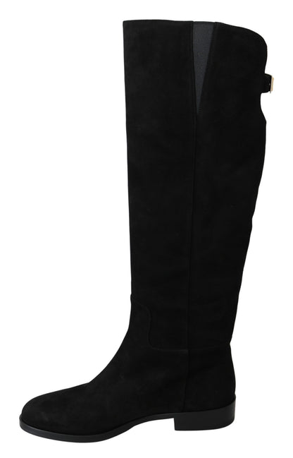 Bottes hautes en daim noir élégantes Dolce &amp; Gabbana