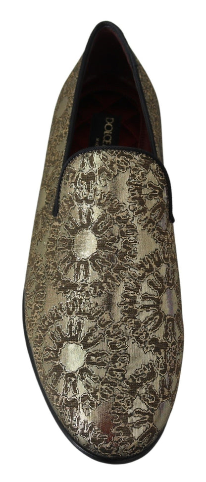 Mocassins Dolce &amp; Gabbana bordeaux dorés et chaussures habillées
