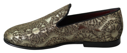 Mocassins Dolce &amp; Gabbana bordeaux dorés et chaussures habillées