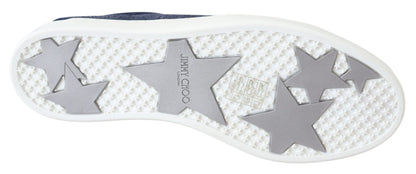 Jimmy Choo Chic Slip-On Blue Denim Suede Sneakers by Jimmy Choo