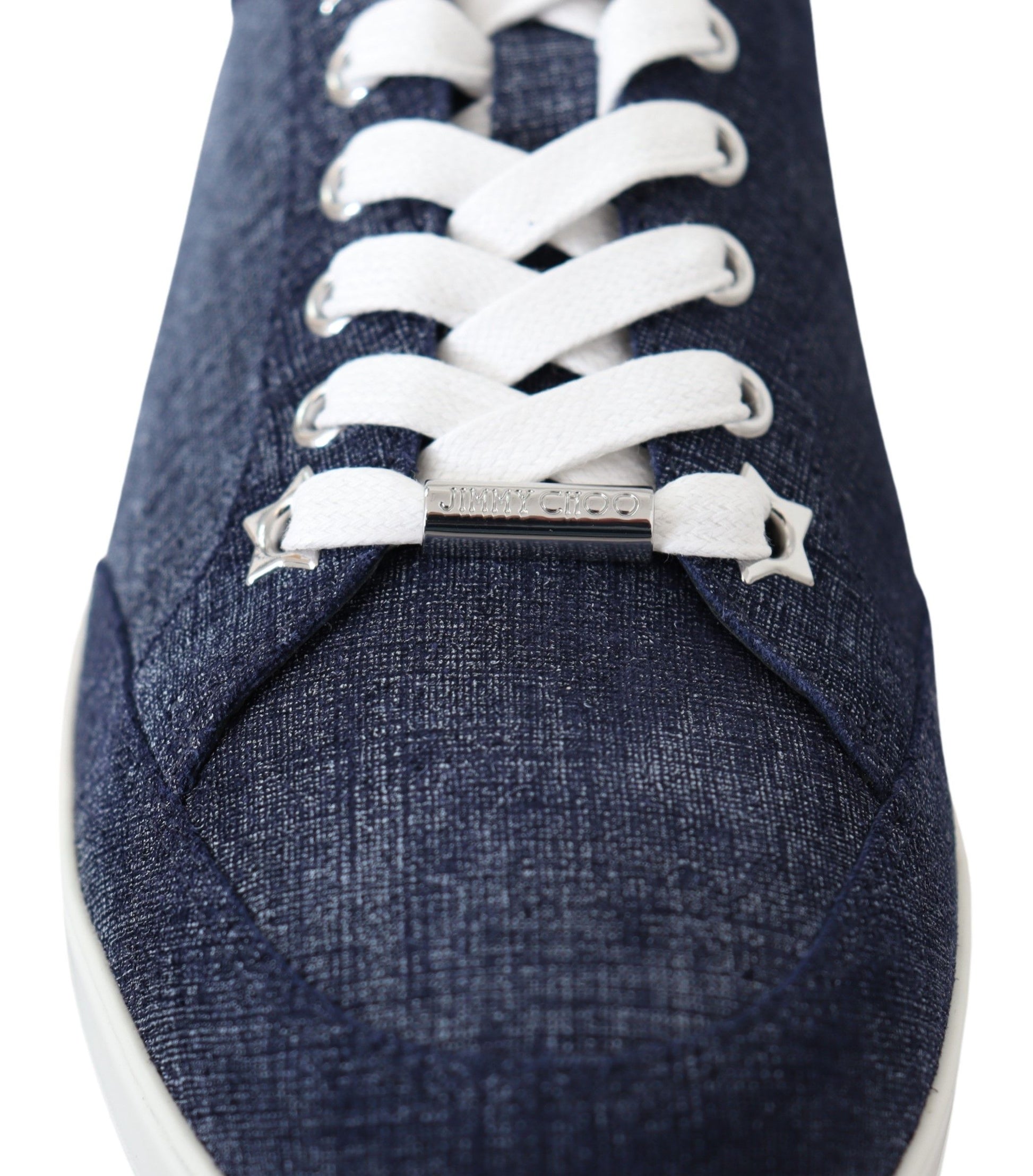 Jimmy Choo Chic Slip-On Blue Denim Suede Sneakers by Jimmy Choo