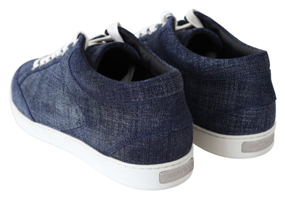 Jimmy Choo Chic Slip-On Blue Denim Suede Sneakers by Jimmy Choo