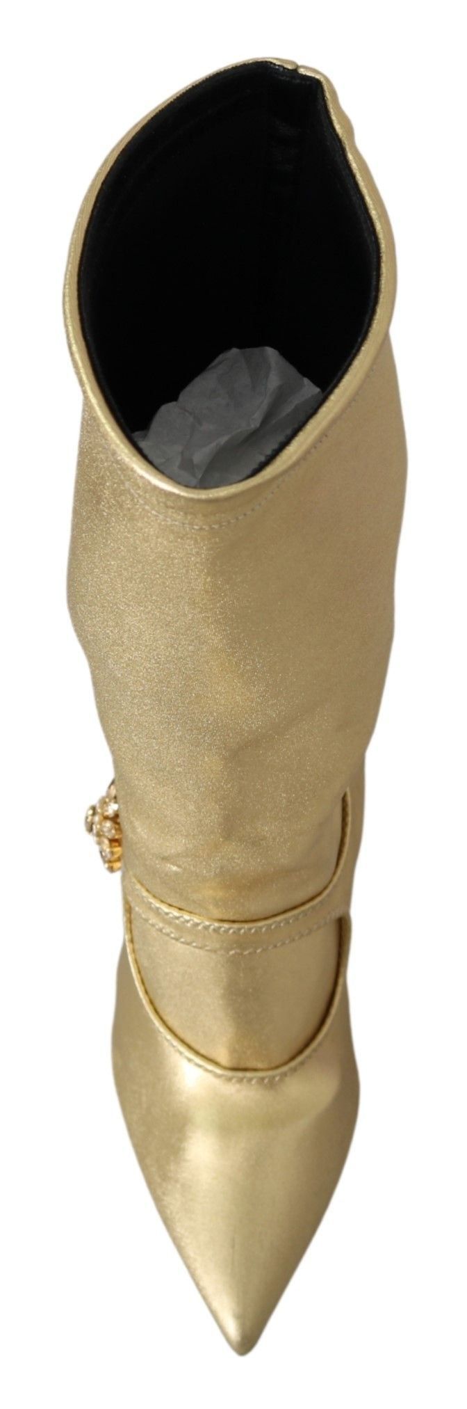 Bottines-chaussettes élégantes Dolce &amp; Gabbana dorées avec strass