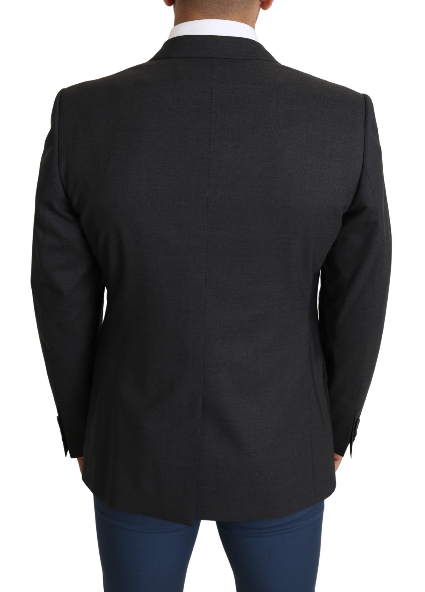 Blazer slim élégant en laine et soie mélangées grises Dolce &amp; Gabbana