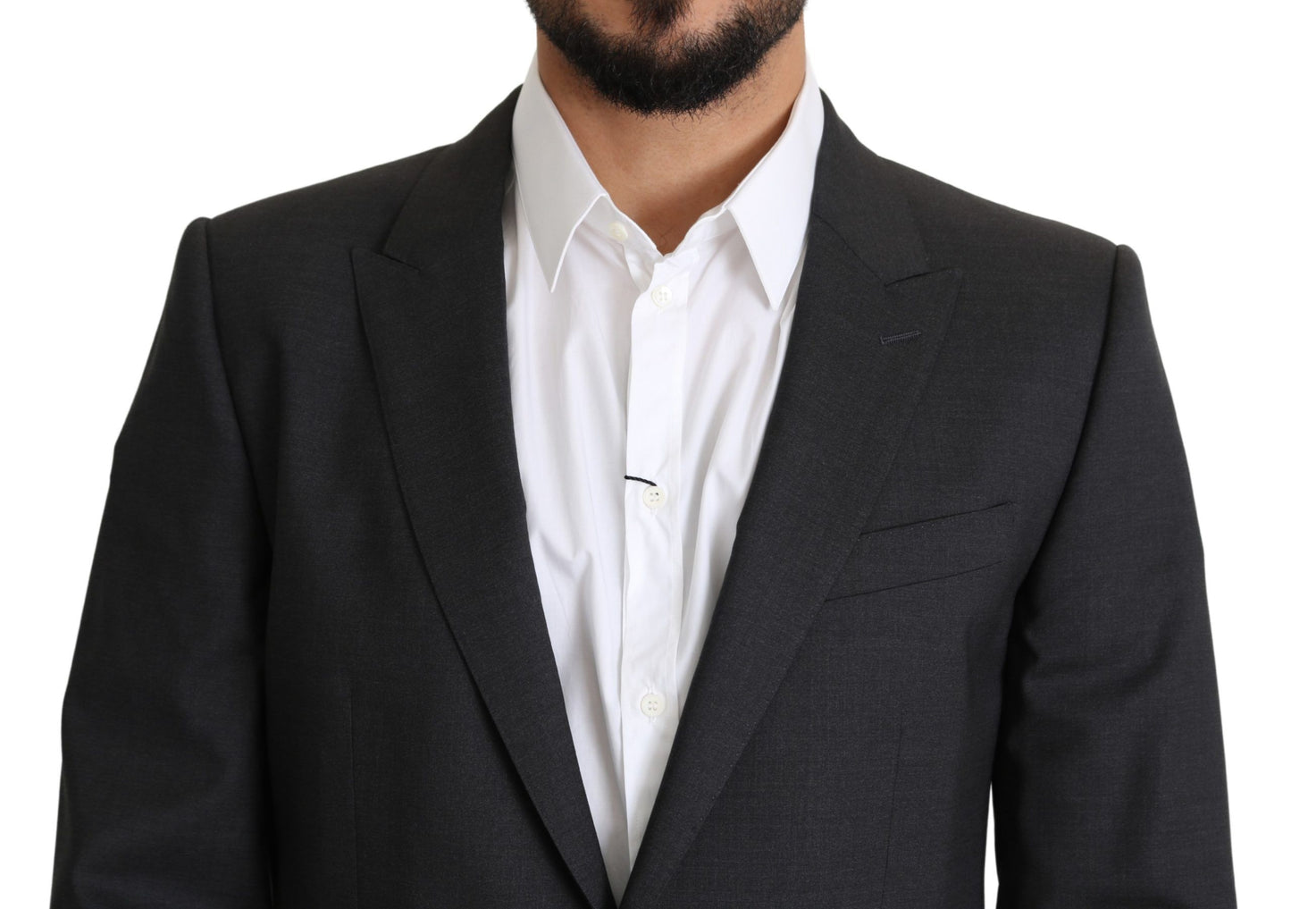 Blazer slim élégant en laine et soie mélangées grises Dolce &amp; Gabbana