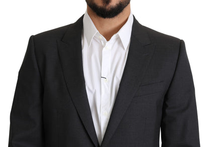 Blazer slim élégant en laine et soie mélangées grises Dolce &amp; Gabbana