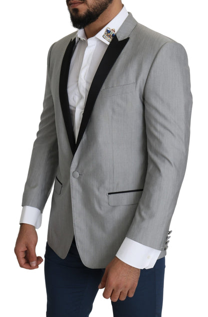 Blazer élégant en soie mélangée gris clair Dolce &amp; Gabbana