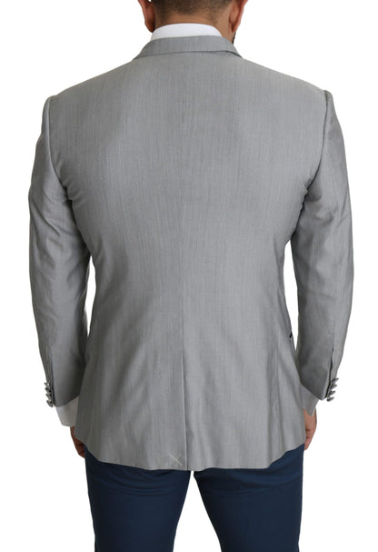Blazer élégant en soie mélangée gris clair Dolce &amp; Gabbana