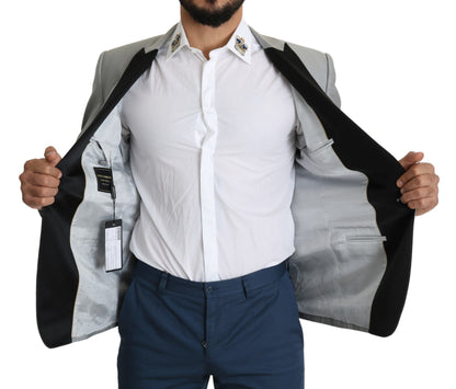 Blazer élégant en soie mélangée gris clair Dolce &amp; Gabbana