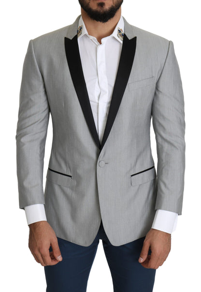 Blazer élégant en soie mélangée gris clair Dolce &amp; Gabbana