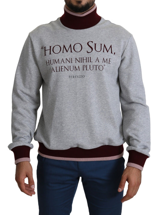 Pull élégant à col roulé gris Dolce &amp; Gabbana avec motif latin