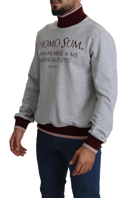 Pull élégant à col roulé gris Dolce &amp; Gabbana avec motif latin