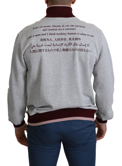 Pull élégant à col roulé gris Dolce &amp; Gabbana avec motif latin