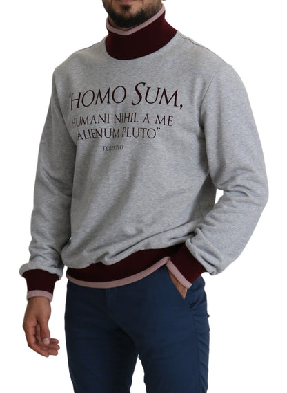 Pull élégant à col roulé gris Dolce &amp; Gabbana avec motif latin