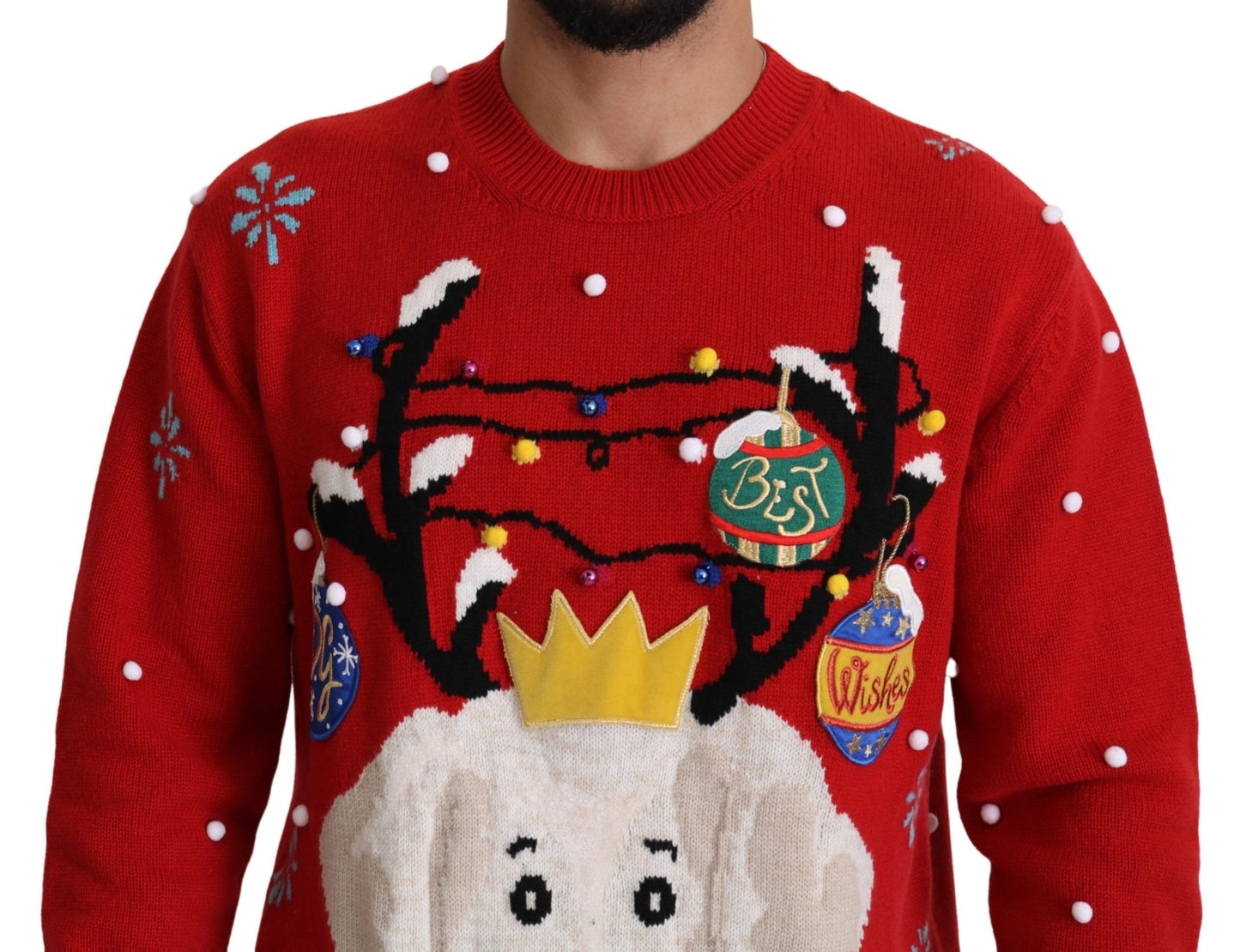 Dolce & Gabbana Red Christmas Dog Pullover Cashmere Sweater by Dolce & Gabbana