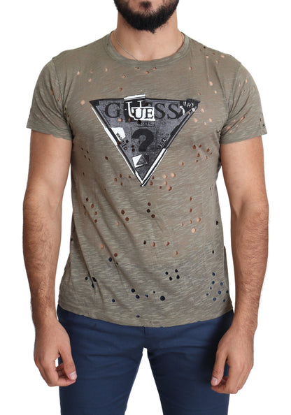 T-shirt Guess Chic en coton stretch marron