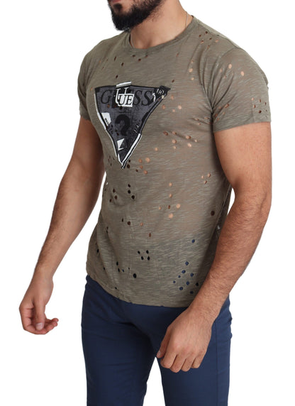 T-shirt Guess Chic en coton stretch marron
