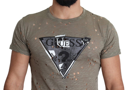 T-shirt Guess Chic en coton stretch marron