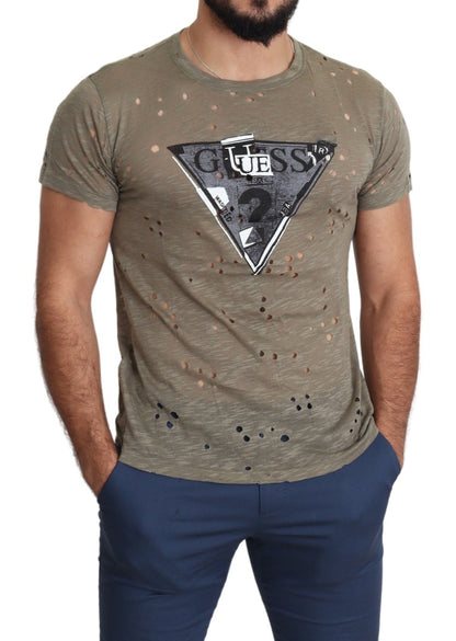 T-shirt Guess Chic en coton stretch marron
