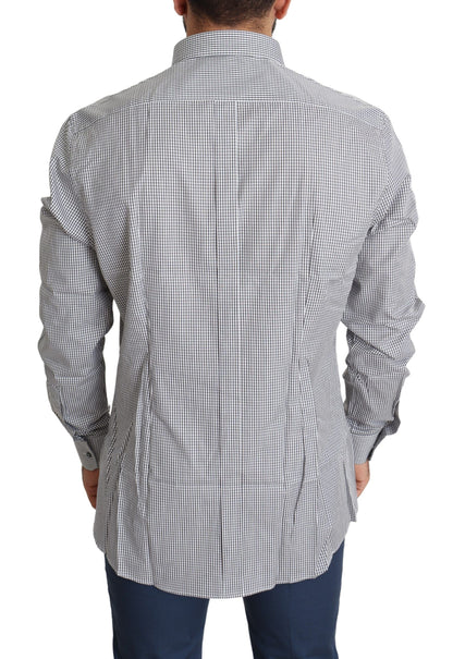 Dolce & Gabbana Black White Checkered GOLD Dress Cotton Shirt by Dolce & Gabbana