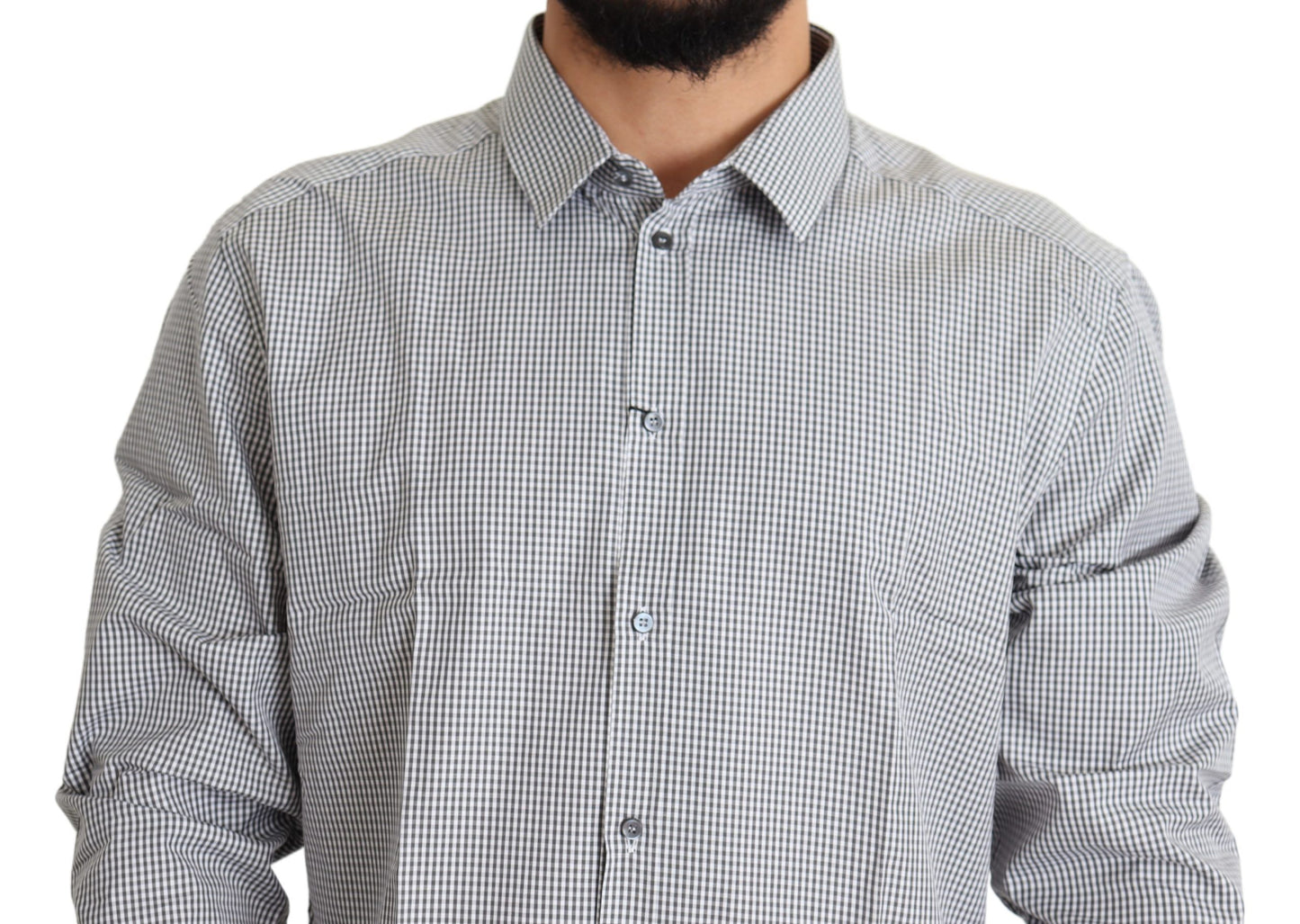Dolce & Gabbana Black White Checkered GOLD Dress Cotton Shirt by Dolce & Gabbana