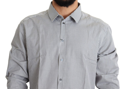 Dolce & Gabbana Black White Checkered GOLD Dress Cotton Shirt by Dolce & Gabbana