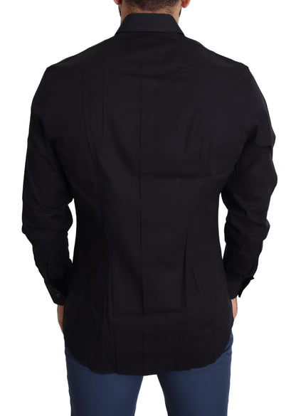 Dolce & Gabbana Black Cotton Stretch Formal GOLD Dress Shirt by Dolce & Gabbana