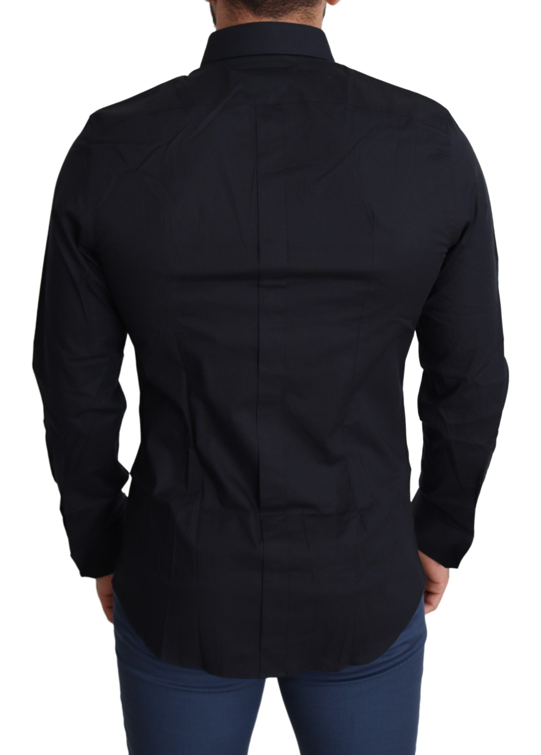 Dolce & Gabbana Blue Cotton Formal GOLD Dress Shirt by Dolce & Gabbana