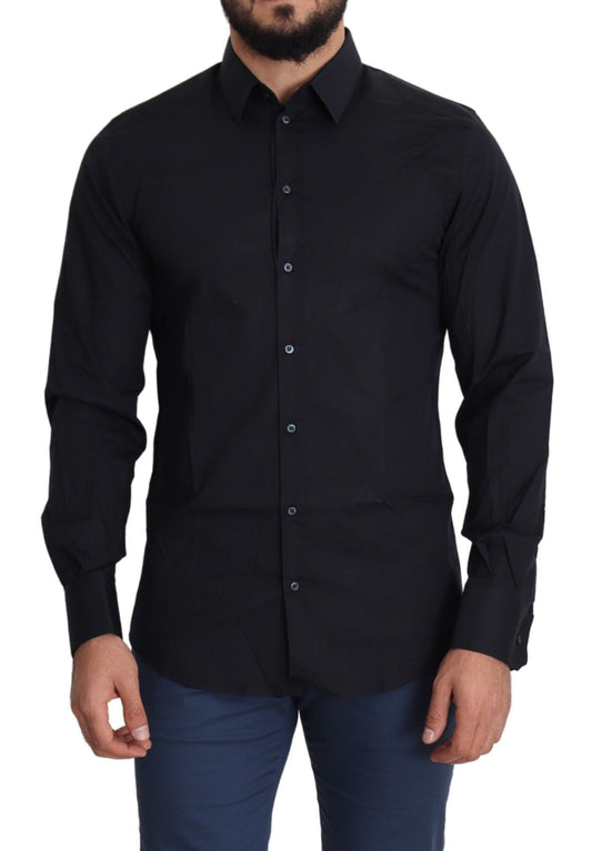 Dolce & Gabbana Blue Cotton Formal GOLD Dress Shirt by Dolce & Gabbana