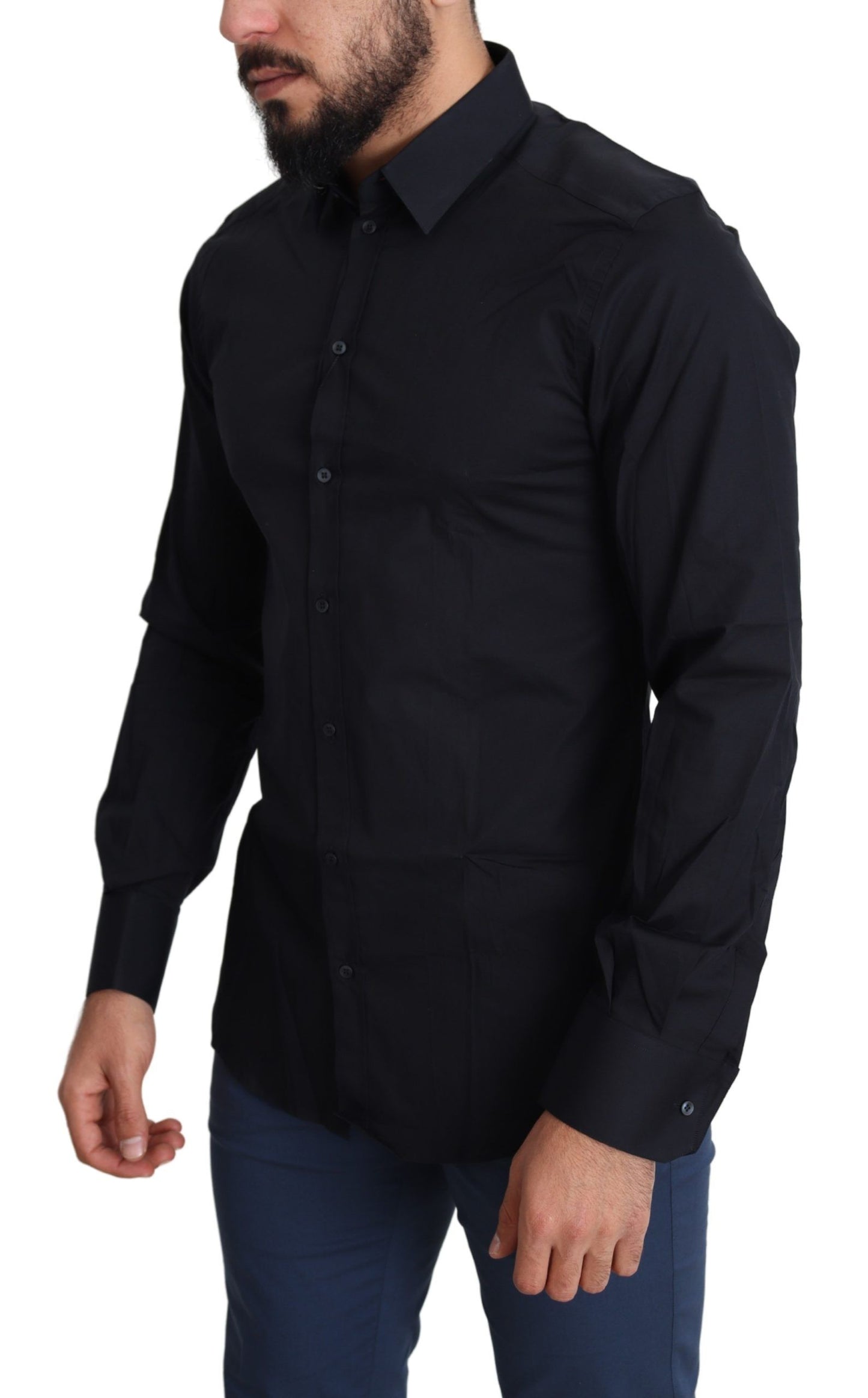 Dolce & Gabbana Blue Cotton Formal GOLD Dress Shirt by Dolce & Gabbana