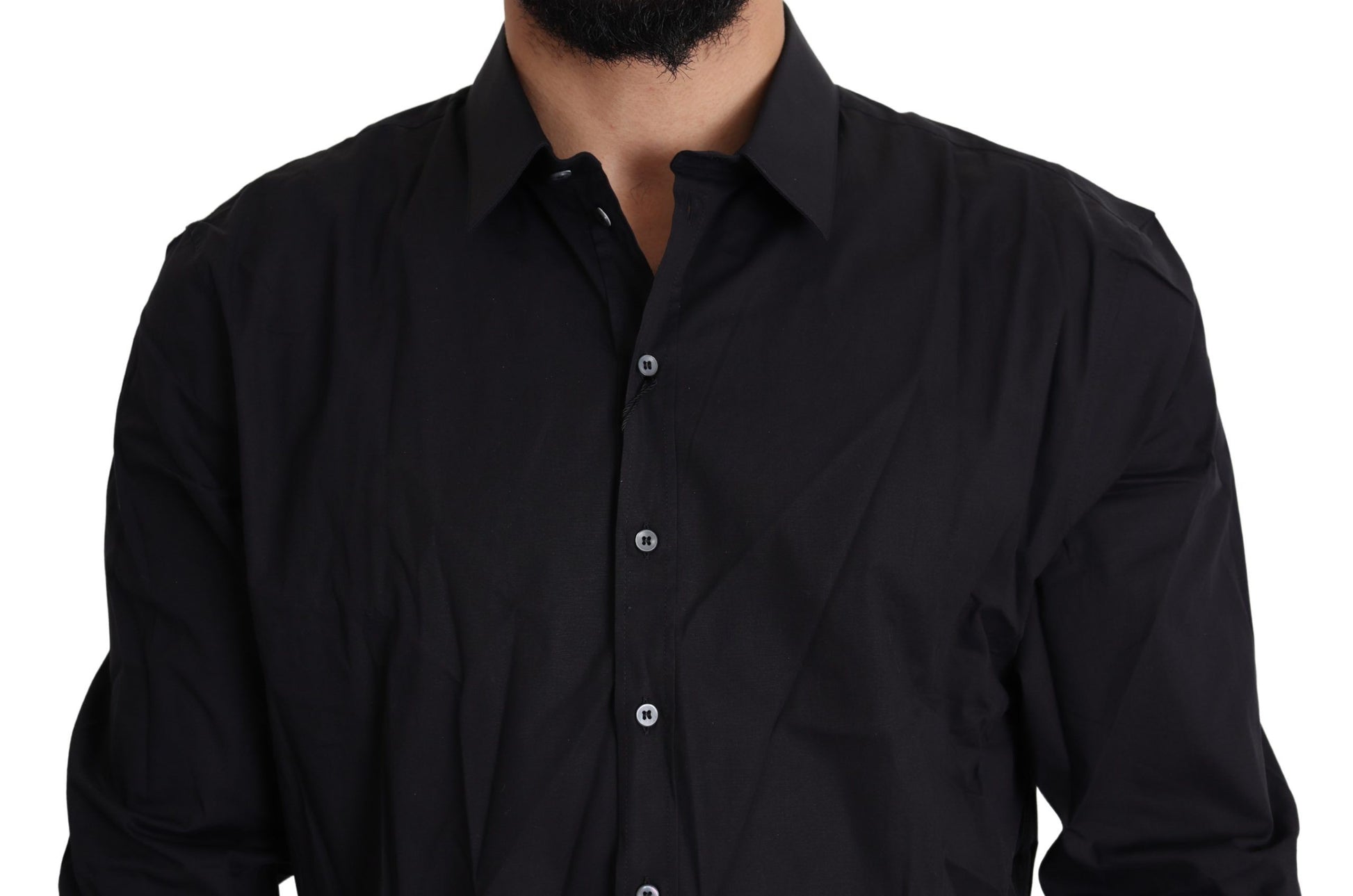 Dolce & Gabbana Black Cotton Stretch Dress SICILIA Shirt by Dolce & Gabbana