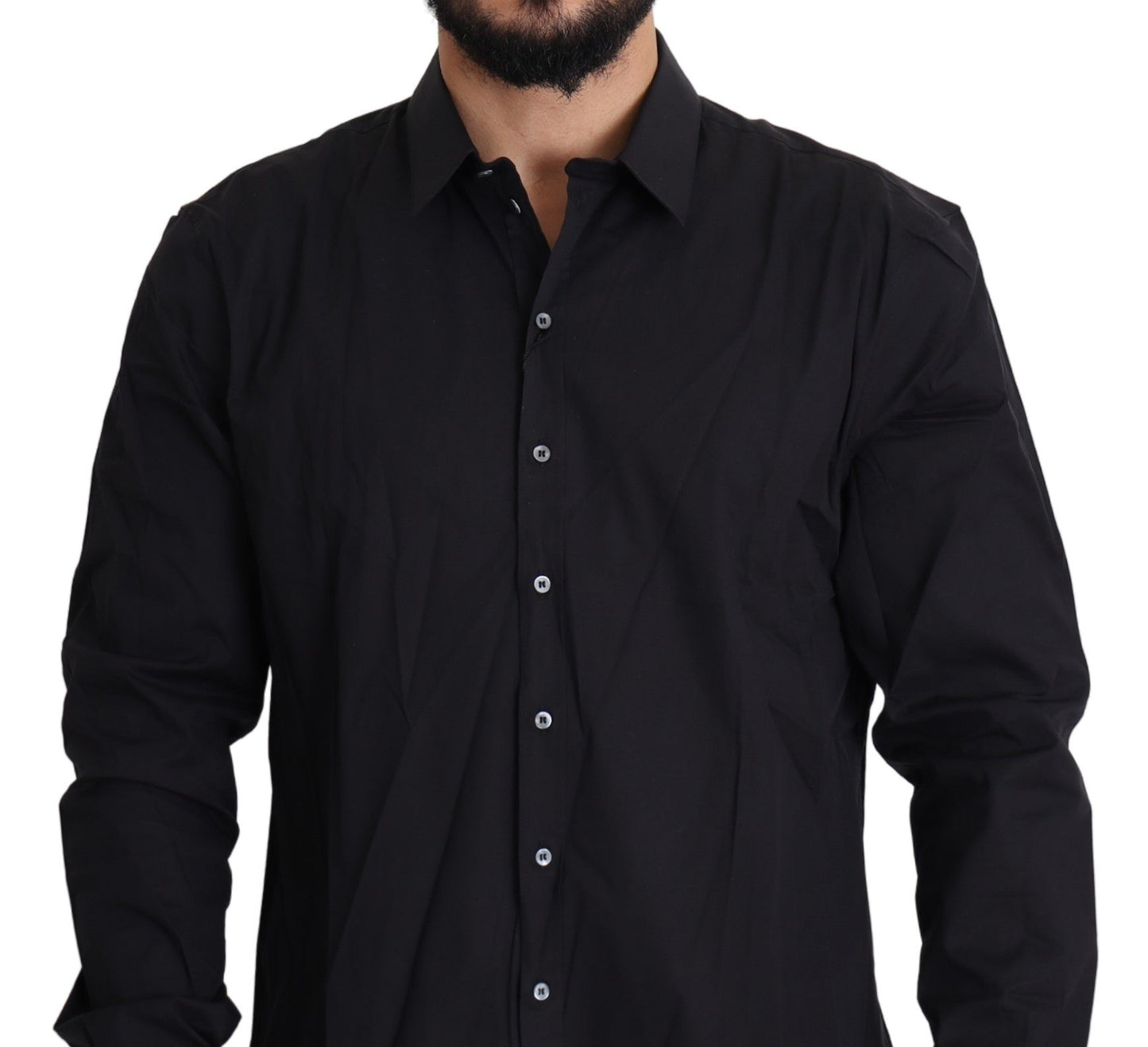 Dolce & Gabbana Black Cotton Stretch Dress SICILIA Shirt by Dolce & Gabbana