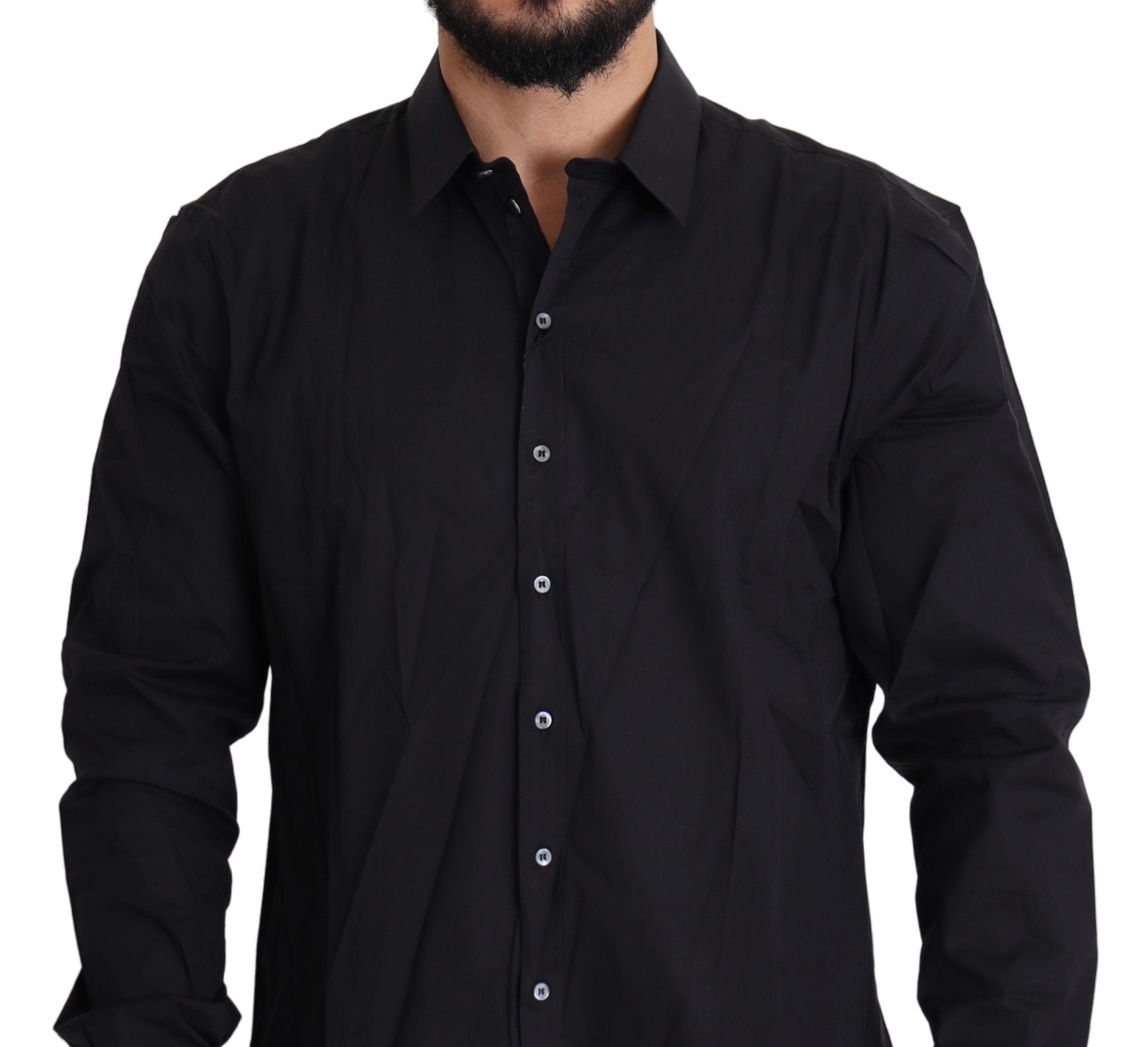 Dolce & Gabbana Black Cotton Stretch Dress SICILIA Shirt by Dolce & Gabbana