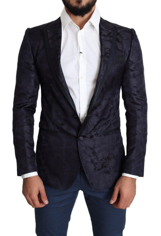 Blazer Martini élégant en soie mélangée Dolce &amp; Gabbana bleu