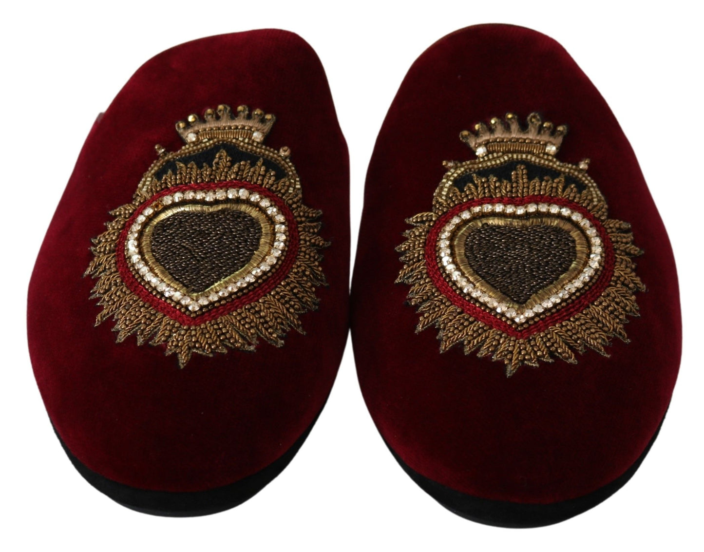 Claquettes brodées en velours rouge Dolce &amp; Gabbana