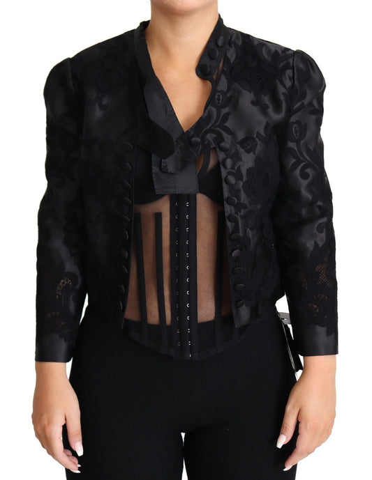 Veste en soie mélangée brodée à motif feuillage Dolce &amp; Gabbana