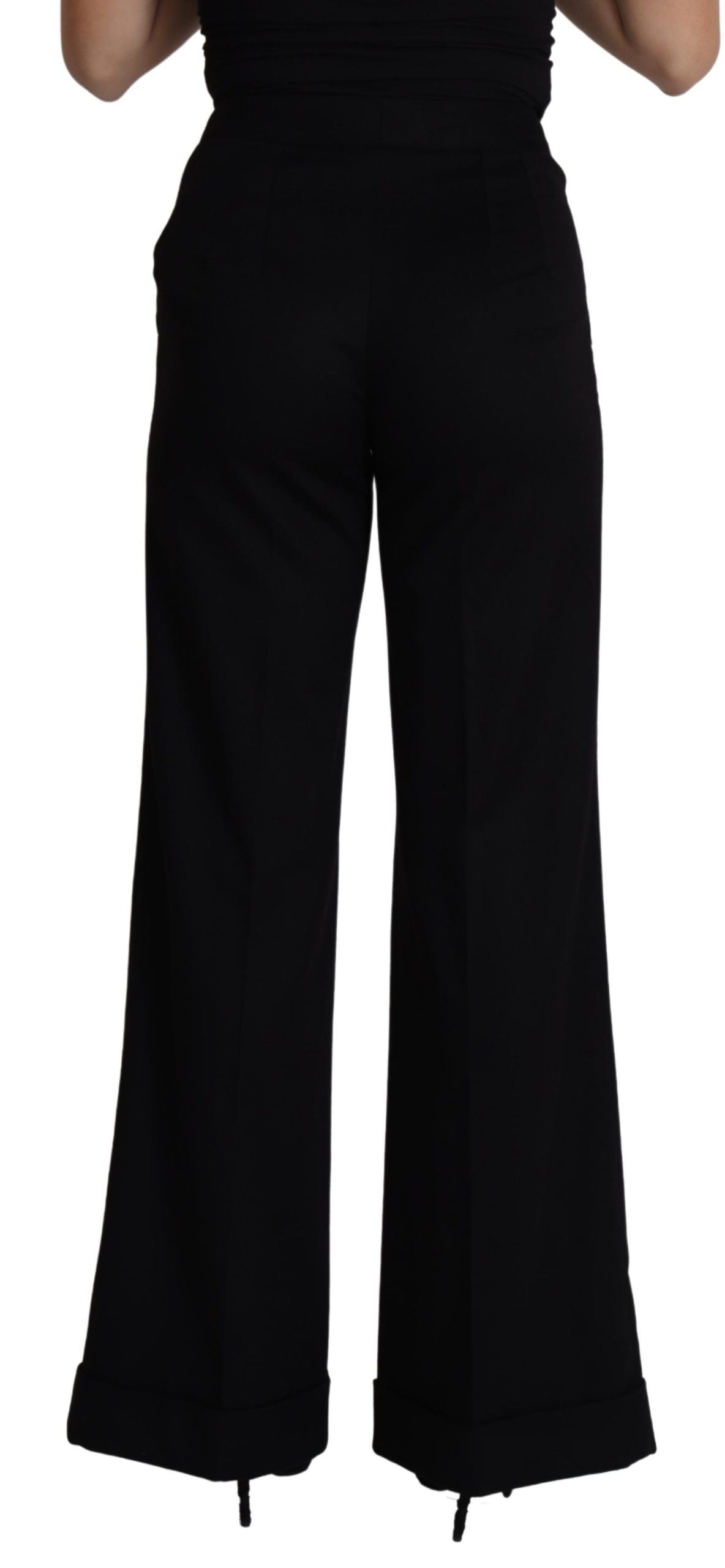 Dolce & Gabbana Black Cashmere Wide Leg Women Trouser Pants by Dolce & Gabbana