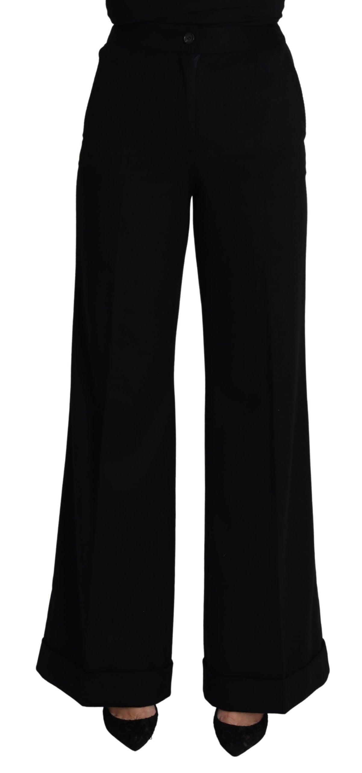 Dolce & Gabbana Black Cashmere Wide Leg Women Trouser Pants by Dolce & Gabbana
