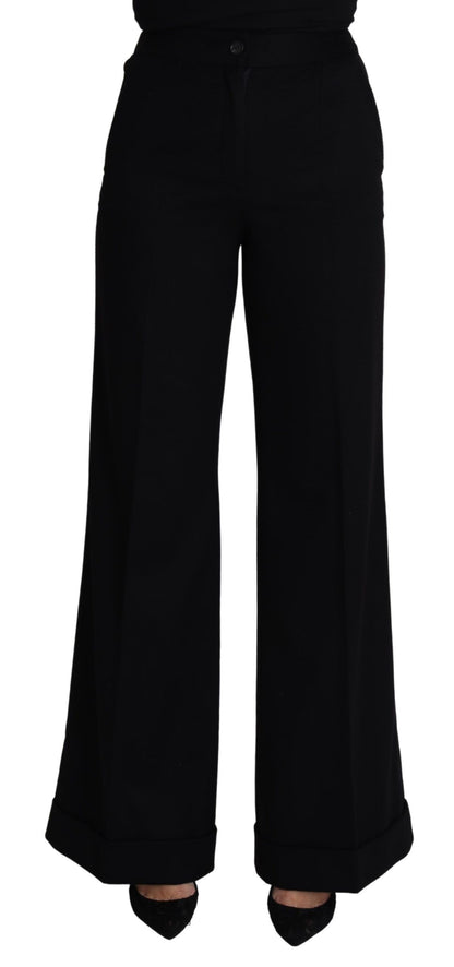 Dolce & Gabbana Black Cashmere Wide Leg Women Trouser Pants by Dolce & Gabbana