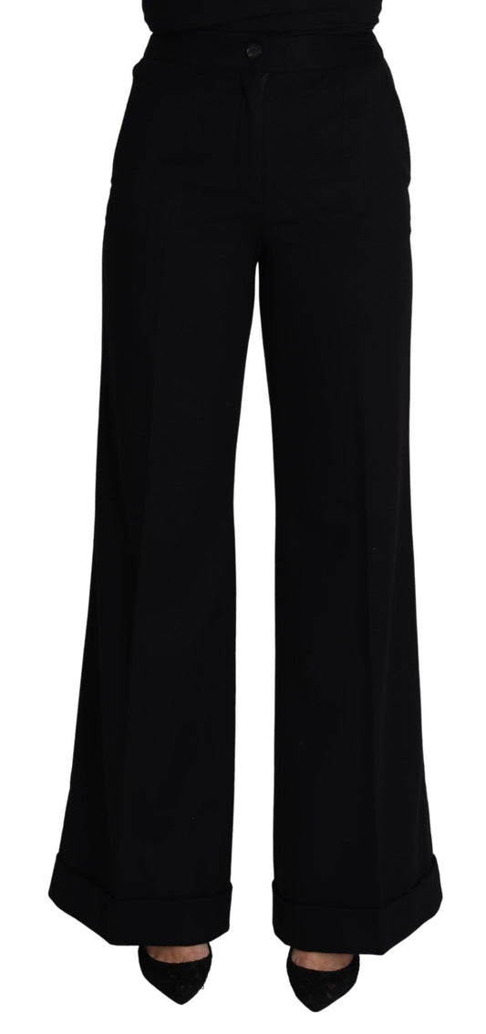Dolce & Gabbana Black Cashmere Wide Leg Women Trouser Pants by Dolce & Gabbana