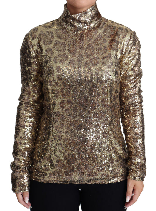 Pull à col roulé zippé à paillettes Dolce &amp; Gabbana en marron